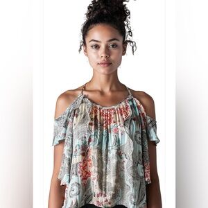 Desigual Floral Paisley Cold Shoulder Blouse